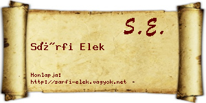 Sárfi Elek névjegykártya